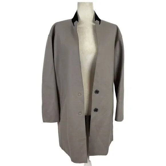 New Rag & Bone Clifton Virgin Wool Snap Coat Jacket Light Grey Size 4 Preppy Job - Picture 4 of 16